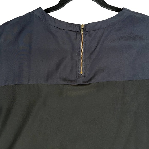 Uniqlo Silky Colorblock Short Sleeve Midi Shirt Dress Navy Black S - Picture 4 of 9